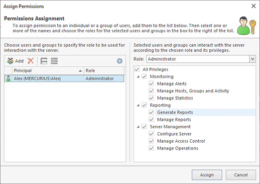 Permissions assignment