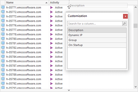 Using the column chooser Using the column chooser