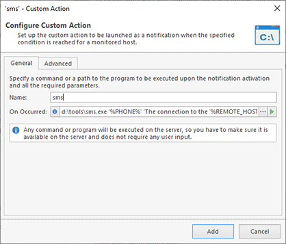 Configuring a Custom Action