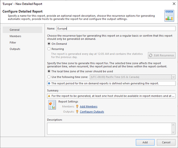 Creating a detailed report