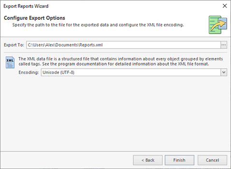Configuring export options Configuring export options