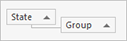 The grouping box of a table grouped by two columns