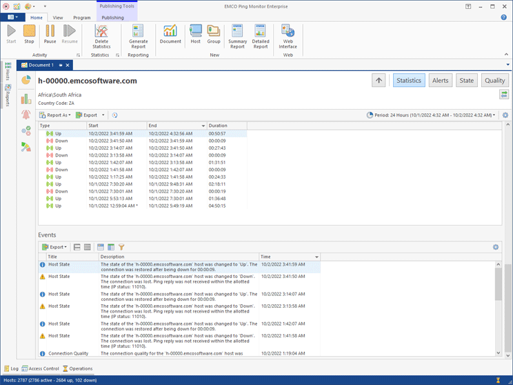 Host monitoring events