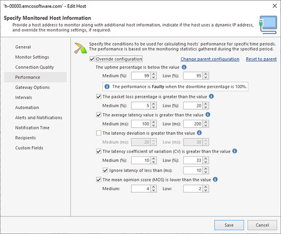 Tuning performance thresholds