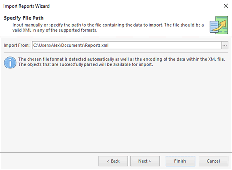 Choosing the import source file Choosing the import source file