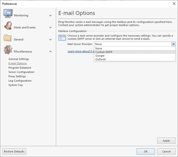 Mailbox selection Mailbox selection