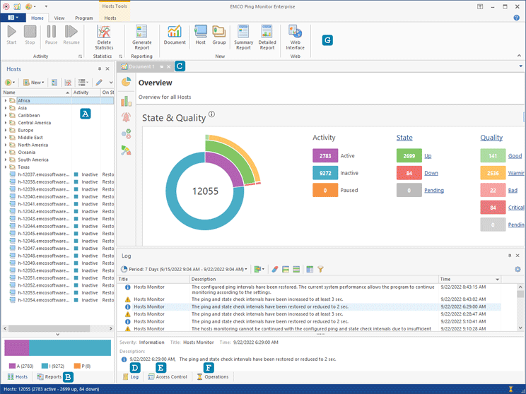 Program Interface Overview - Ping Monitor