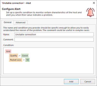 Configuring alert condition