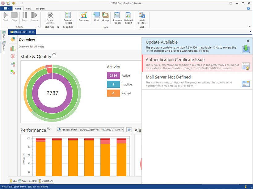 Notification Center - Ping Monitor