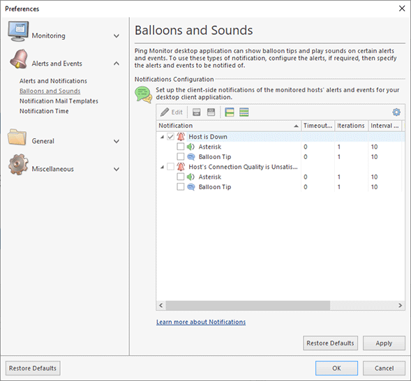 Balloons and Sounds notifications Balloons and Sounds notifications