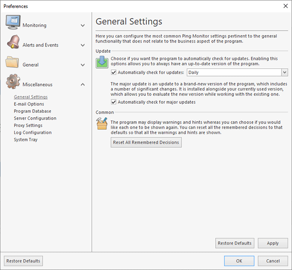 Configuring general settings