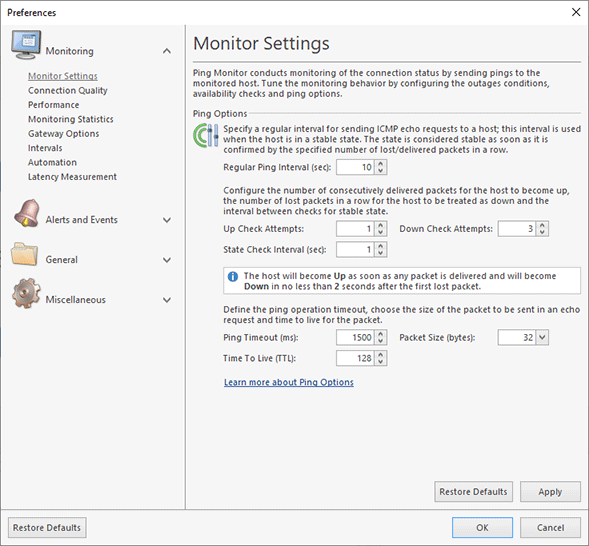Configuring the Monitor Settings