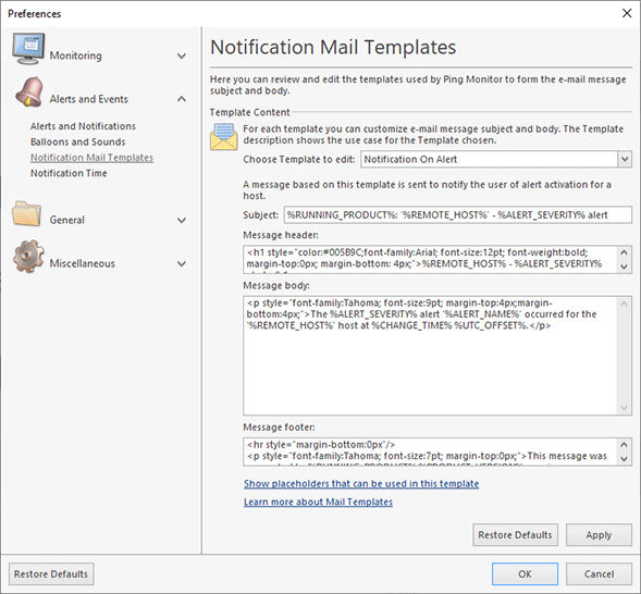Configuring Mail Templates Configuring Mail Templates