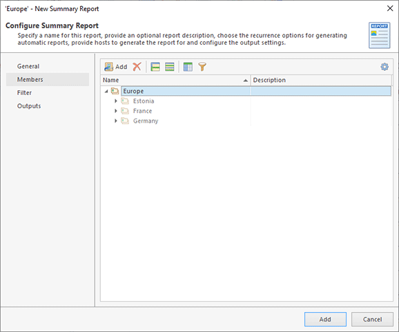 Defining report members