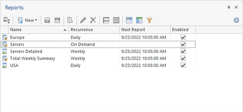The Reports view The Reports view