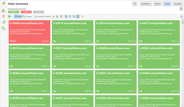 State Summary displaying hosts as tiles