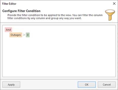 Configuring filter in Statistics