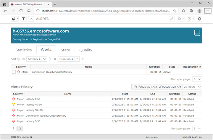 Host alerts