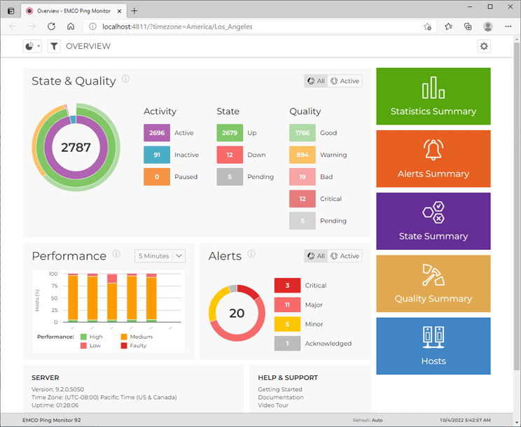 Monitoring web interface
