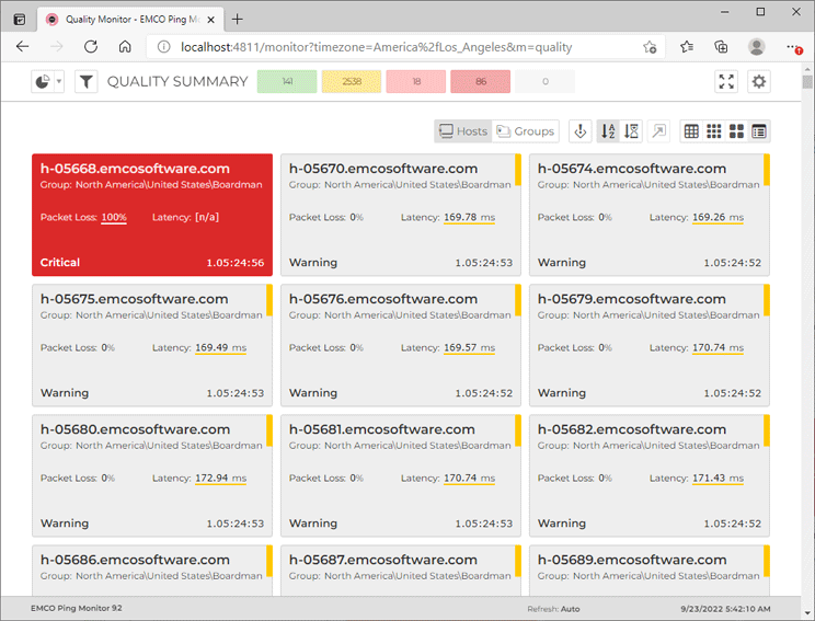 Monitoring hosts connection quality