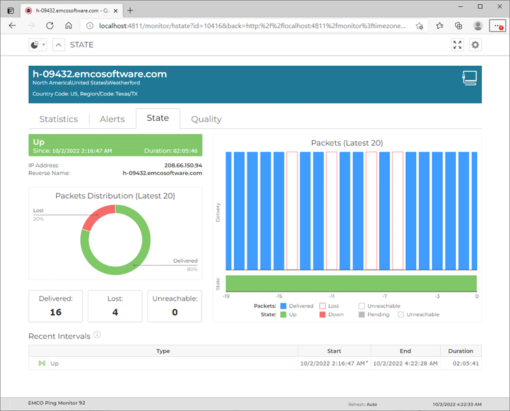 Monitoring state for a single host