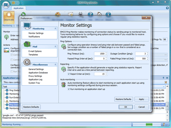 Auto-monitoring option