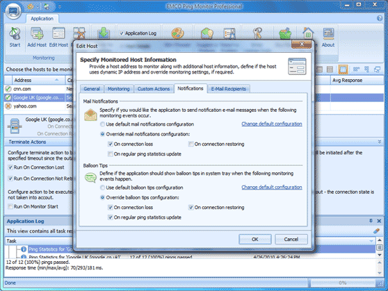 Individual notification settings for hosts