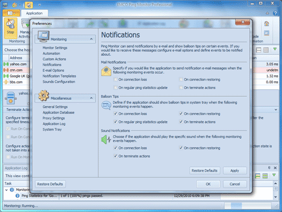 Sound notifications