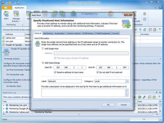 Add hosts by IP range