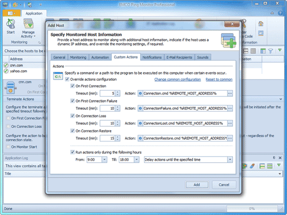 Extended list of custom actions