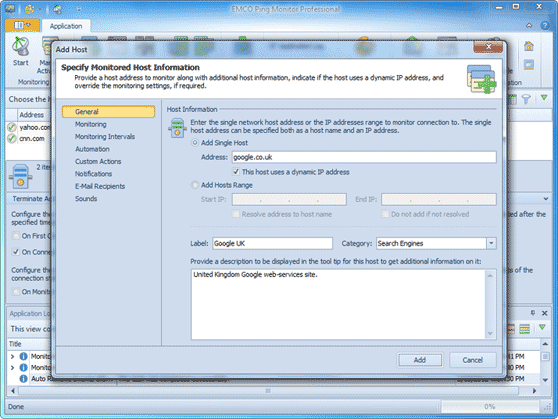 New Add Host dialog