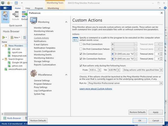 New options for custom actions