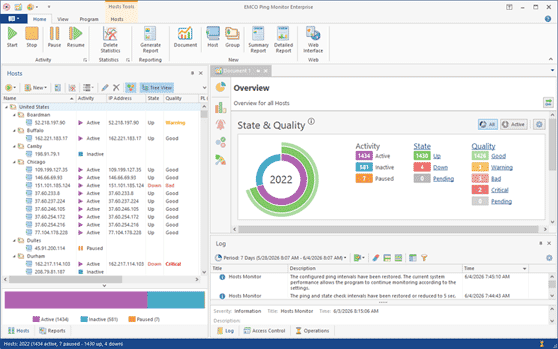 Host state and quality in the Hosts view