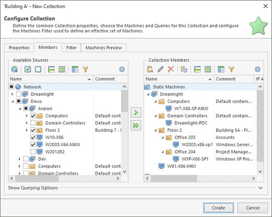 Creating a collection with a static Machines