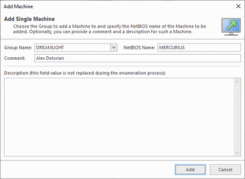 Adding a single Machine Adding a single Machine