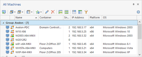 Remote Machine statuses displayed in the All Machines view Remote Machine statuses displayed in the All Machines view