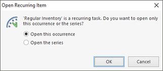 Change Recurring Item confirmation dialog Change Recurring Item confirmation dialog