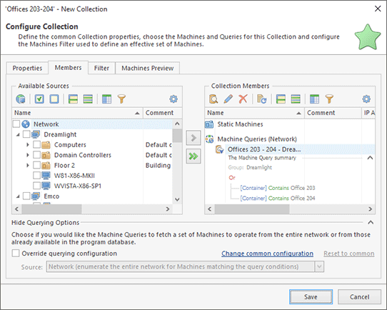 Creating a collection with a Machine Query