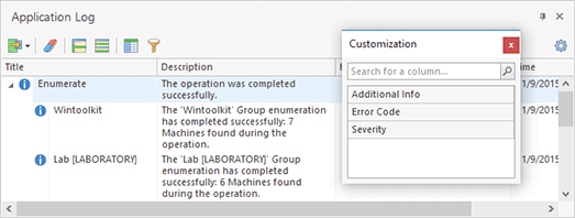 Using the column chooser Using the column chooser