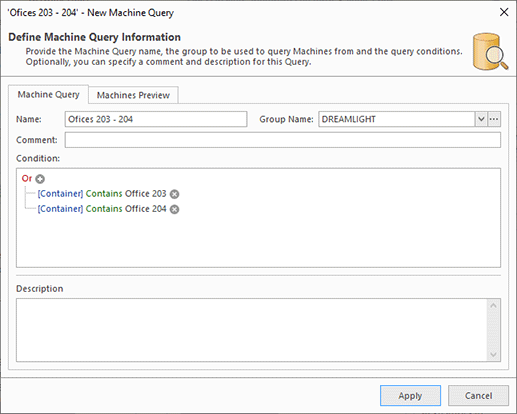 Configuring the Machine Query Configuring the Machine Query