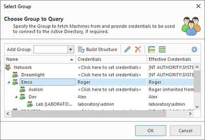 Providing credentials to connect to Active Directory