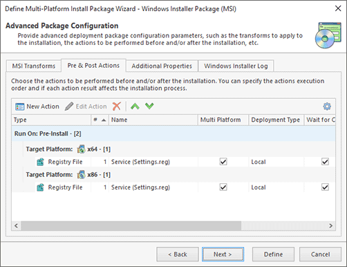Configuring Pre & Post Actions