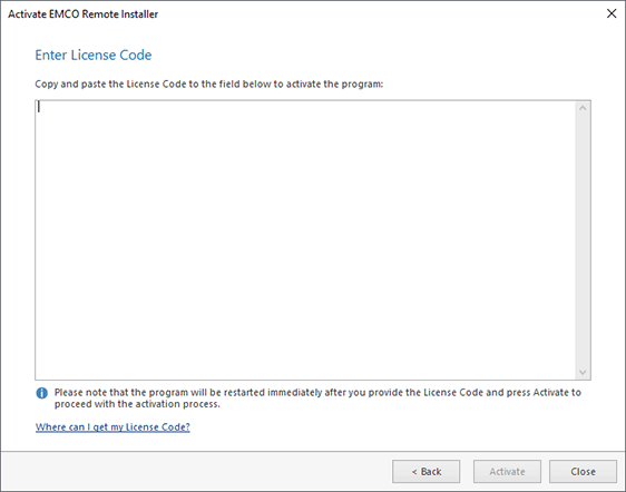 Activating EMCO Remote Installer