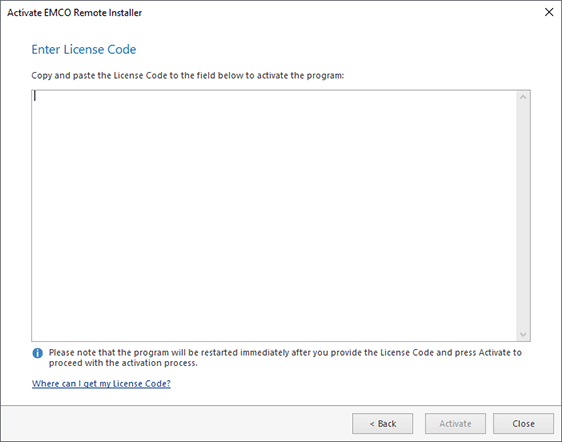 Activating EMCO Remote Installer Activating EMCO Remote Installer