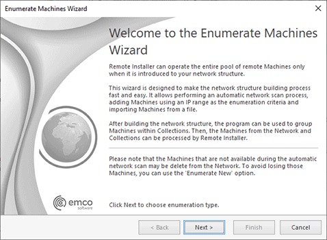 The Enumeration Wizard welcome page