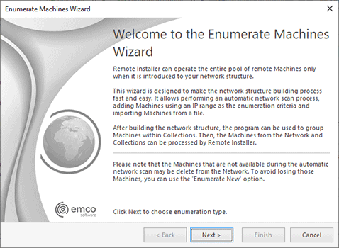 The Enumeration Wizard welcome page The Enumeration Wizard welcome page