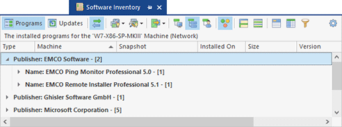 Software inventory information for a remote PC