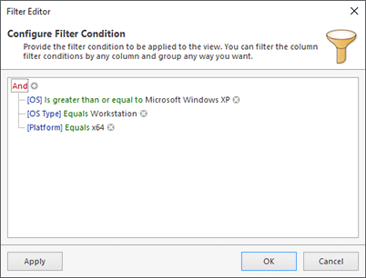 Using the filter editor Using the filter editor