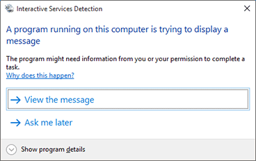 Interactive Services Detection notification Interactive Services Detection notification