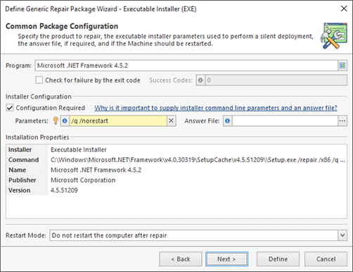 Executable Installer Configuration (Chosen from Inventory) Executable Installer Configuration (Chosen from Inventory)